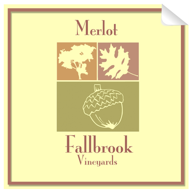 Fallbrook Merlot Wine Bottle Single Self Adhesive Label - License and Royalty Free for Film Use