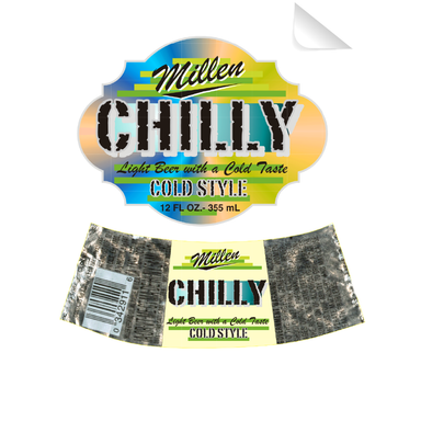 Millen Chilly Beer Bottle Single Self Adhesive Label - License and Royalty Free for Film Use