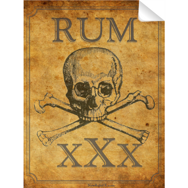 Pirate Rum Single Self Adhesive Label - License and Royalty Free for Film Use