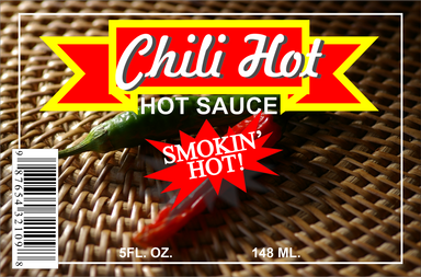 Hot Sauce Bottle Single Self Adhesive Label - License and Royalty Free for Film Use