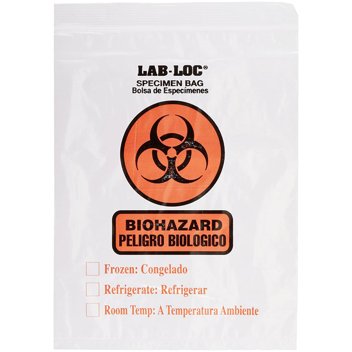 Biohazard Plastic Specimen Bags 8x10 Size with Seal - 10 Pieces