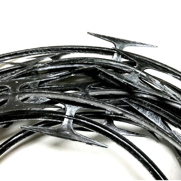 Plastic Coiled Imitation Metal Razor Wire 20ft - BLACK