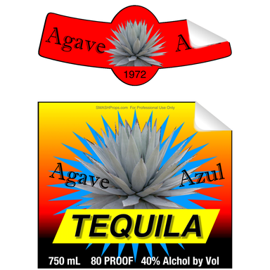 Agave Azul Tequila Single Self Adhesive Label - License and Royalty Free for Film Use