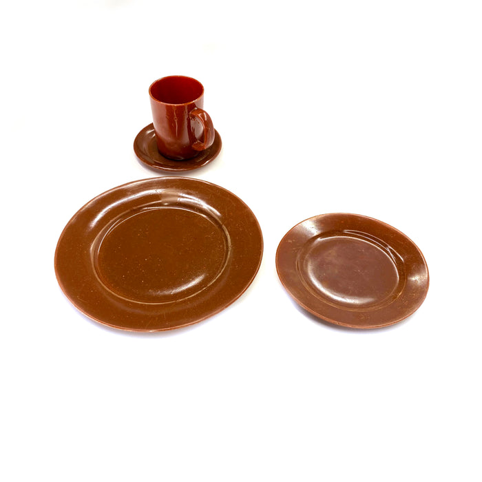SMASHProps Breakaway 4 Piece Place Setting - AMBER BROWN opaque - Amber Brown,Opaque
