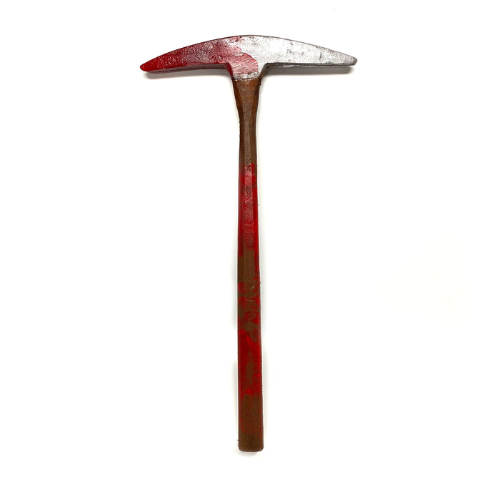 Foam Rubber Hand Pick Axe Stunt Prop - Silver Head Bloody - Bloodied Silver Head with Aged Handle
