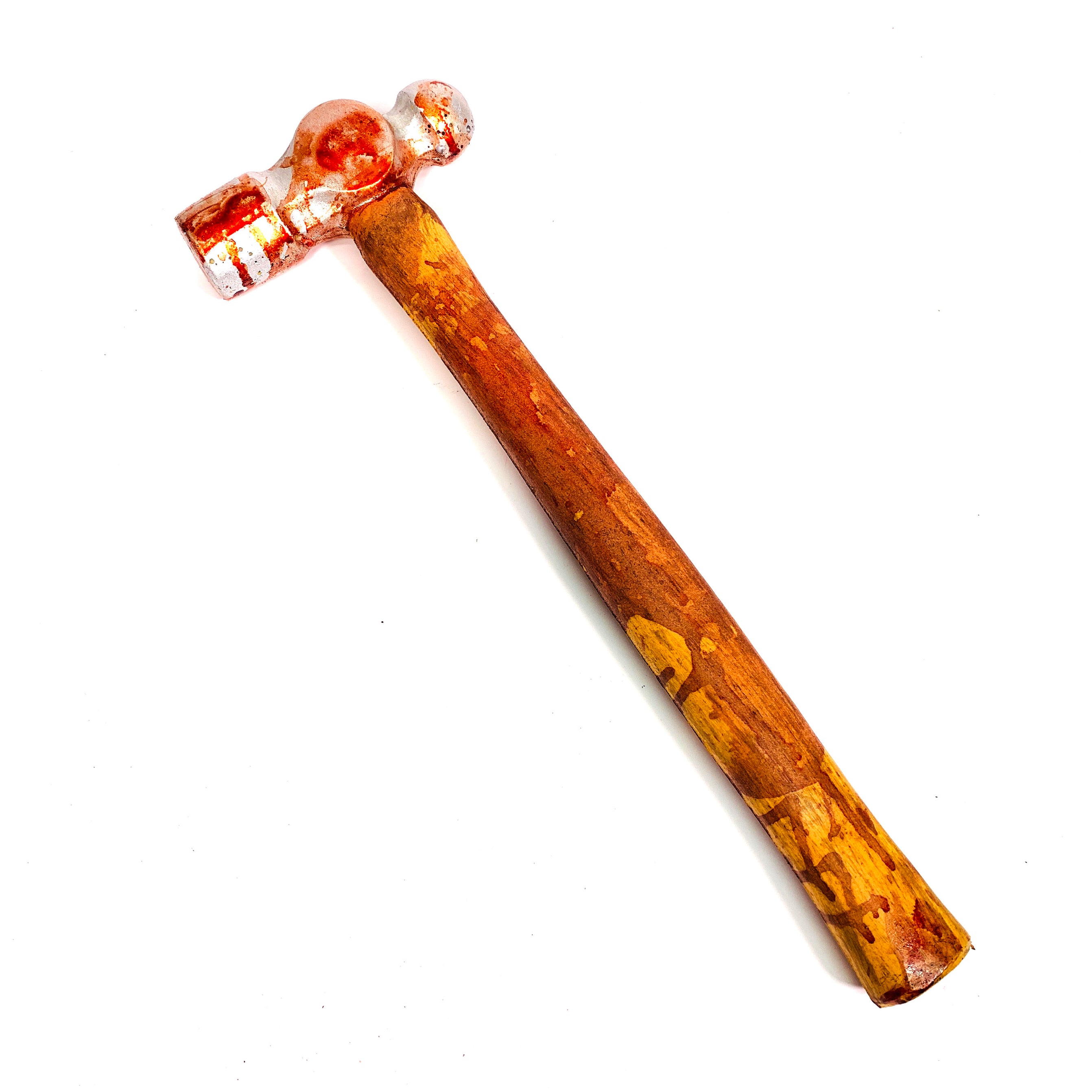 Foam Rubber Ball-Peen Hammer Stunt Prop - BLOODY - Bloodied Silver Head with Aged Handle