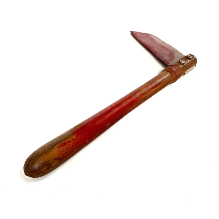 Foam Rubber Kama Japanese Grass Sickle - BLOODY - Bloodied Silver Head with Aged Handle