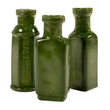 SMASHProps Breakaway Mini Poison Bottles Prop Set 3 Pieces - Dark Green Opaque - Dark Green Opaque