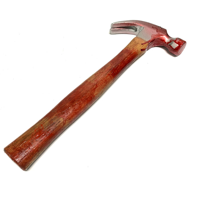 Foam Rubber Standard Claw Hammer Stunt Prop - BLOODY - Bloodied Silver Head with Aged Handle