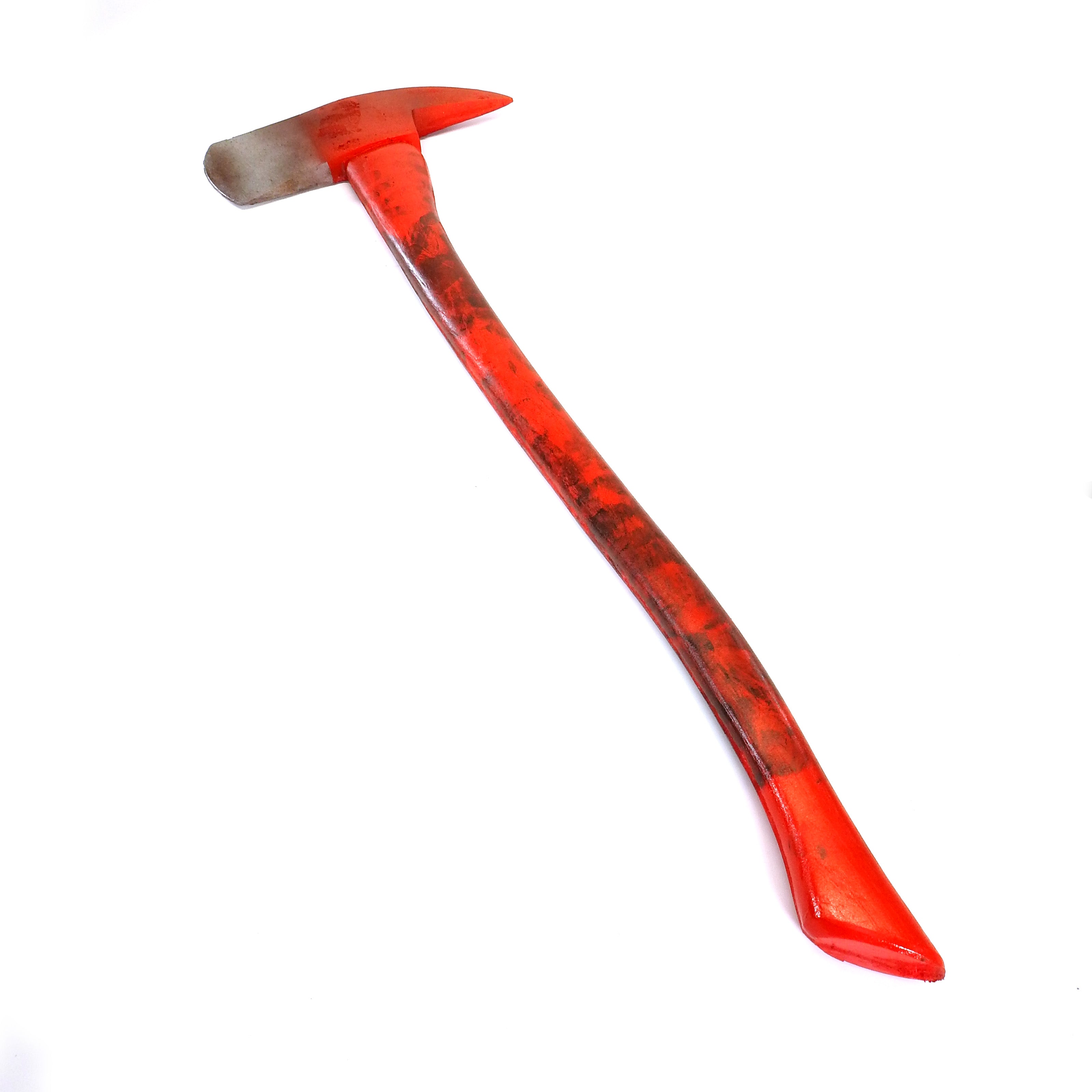 36 Inch Firefighter / Fireman's Axe Urethane Foam Rubber Stunt Prop - RUSTY - Rusty Red and Silver Head with Red Handle
