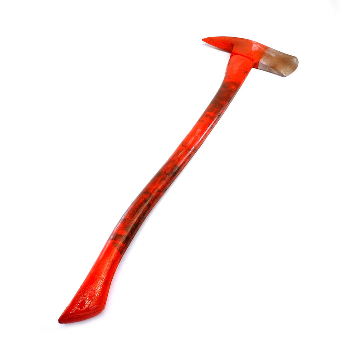 36 Inch Firefighter / Fireman's Axe Urethane Foam Rubber Stunt Prop - RUSTY - Rusty Red and Silver Head with Red Handle