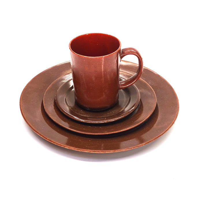 SMASHProps Breakaway 4 Piece Place Setting - AMBER BROWN opaque - Amber Brown,Opaque