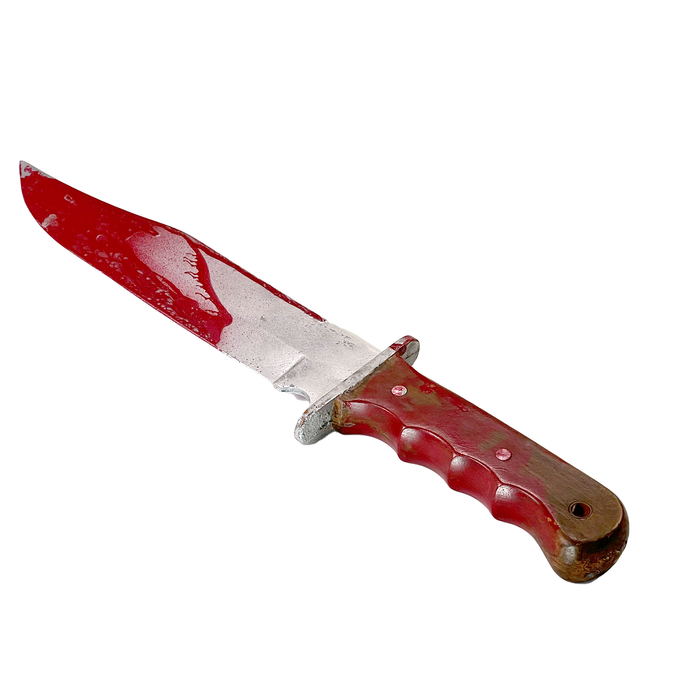 Rigid Plastic Winchester Bowie Knife Replica - Bloody - Bloodied Silver Blade with Brown Handle
