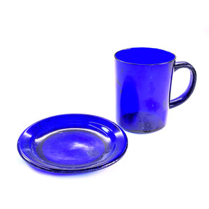 SMASHProps Breakaway Mug & Saucer Set - COBALT BLUE translucent - Cobalt Blue,Translucent
