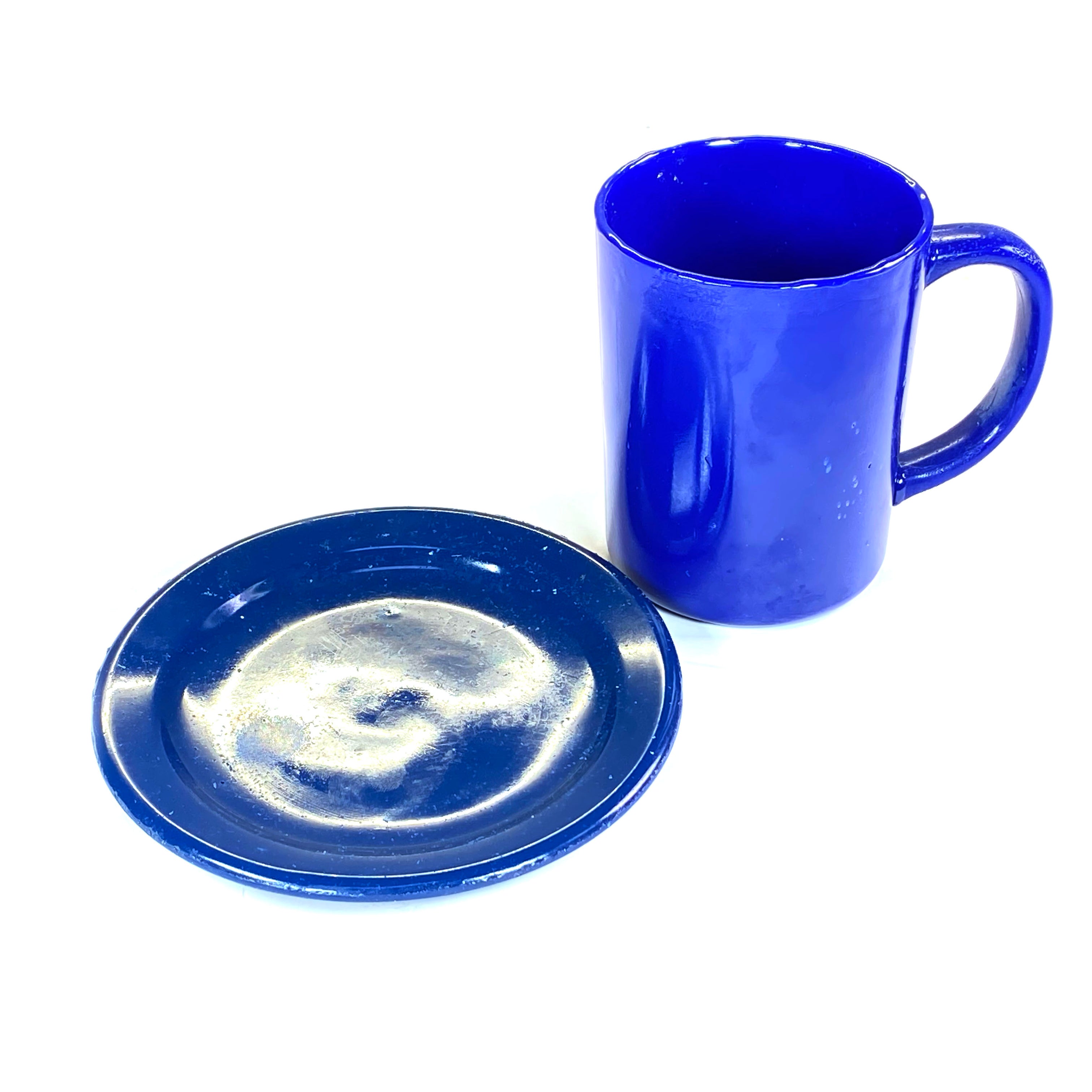 SMASHProps Breakaway Mug & Saucer Set - COBALT BLUE opaque - Cobalt Blue,Opaque