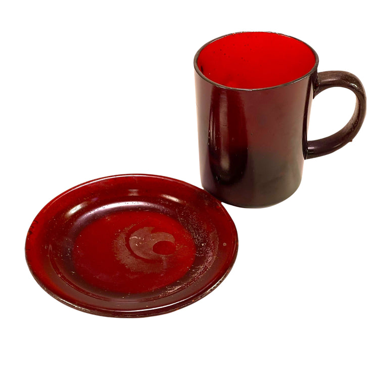 SMASHProps Breakaway Mug & Saucer Set - AMBER BROWN translucent - Amber Brown,Translucent