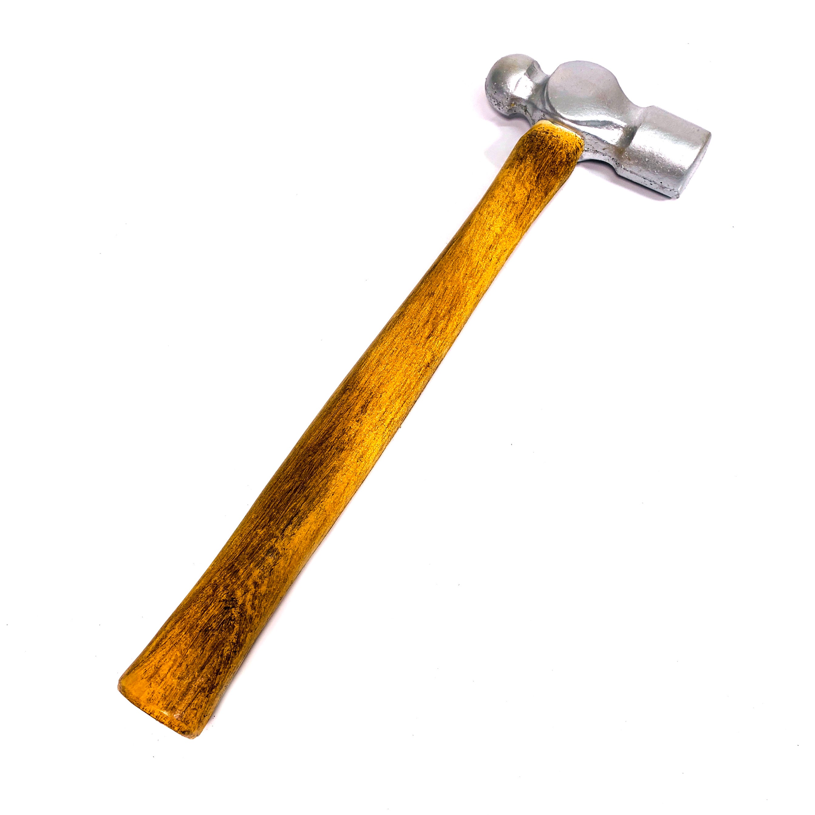 Foam Rubber Ball-Peen Hammer Stunt Prop - SILVER - Silver Head with Lightwood Grain Handle