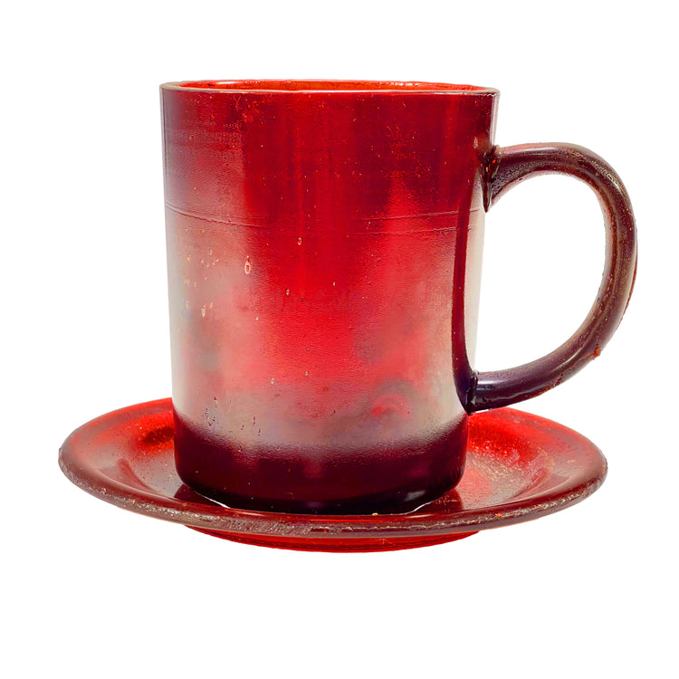 SMASHProps Breakaway Mug & Saucer Set - RED translucent - Red,Translucent