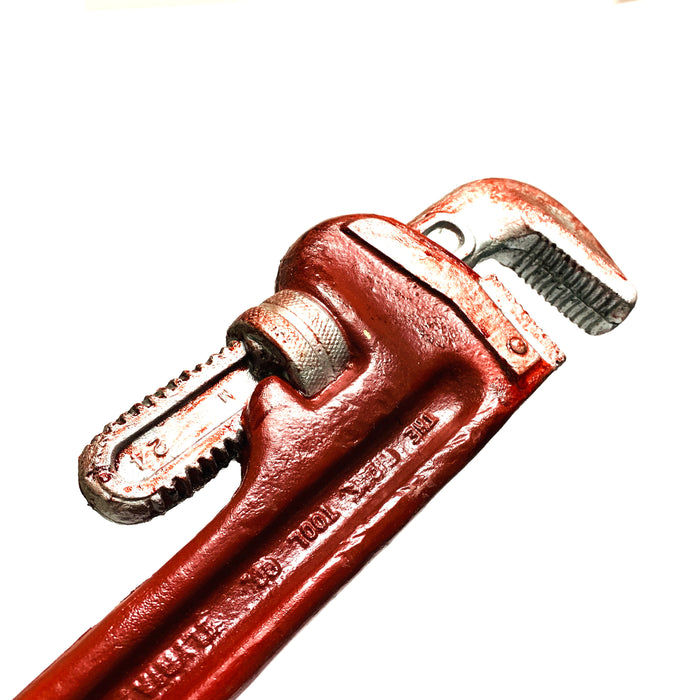 Extra Large Foam Rubber Stunt 24 Inch Pipe Wrench Prop - BLOODY - Bloodied Red and Silver