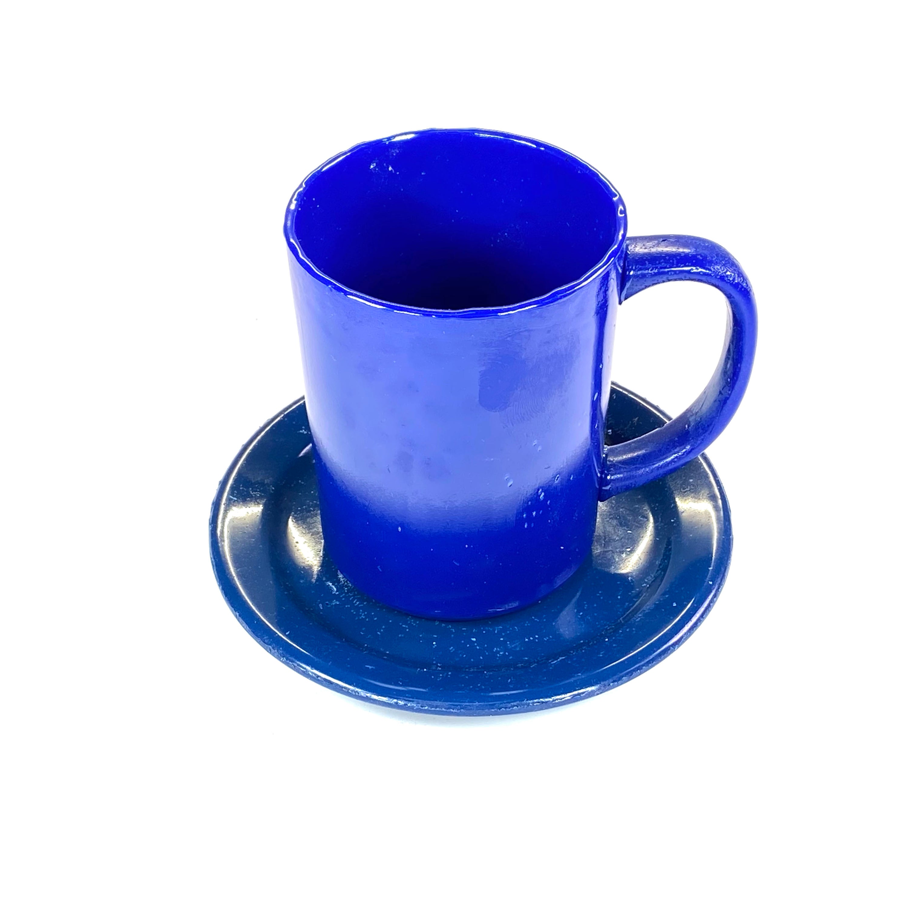 SMASHProps Breakaway Mug & Saucer Set - COBALT BLUE opaque - Cobalt Blue,Opaque