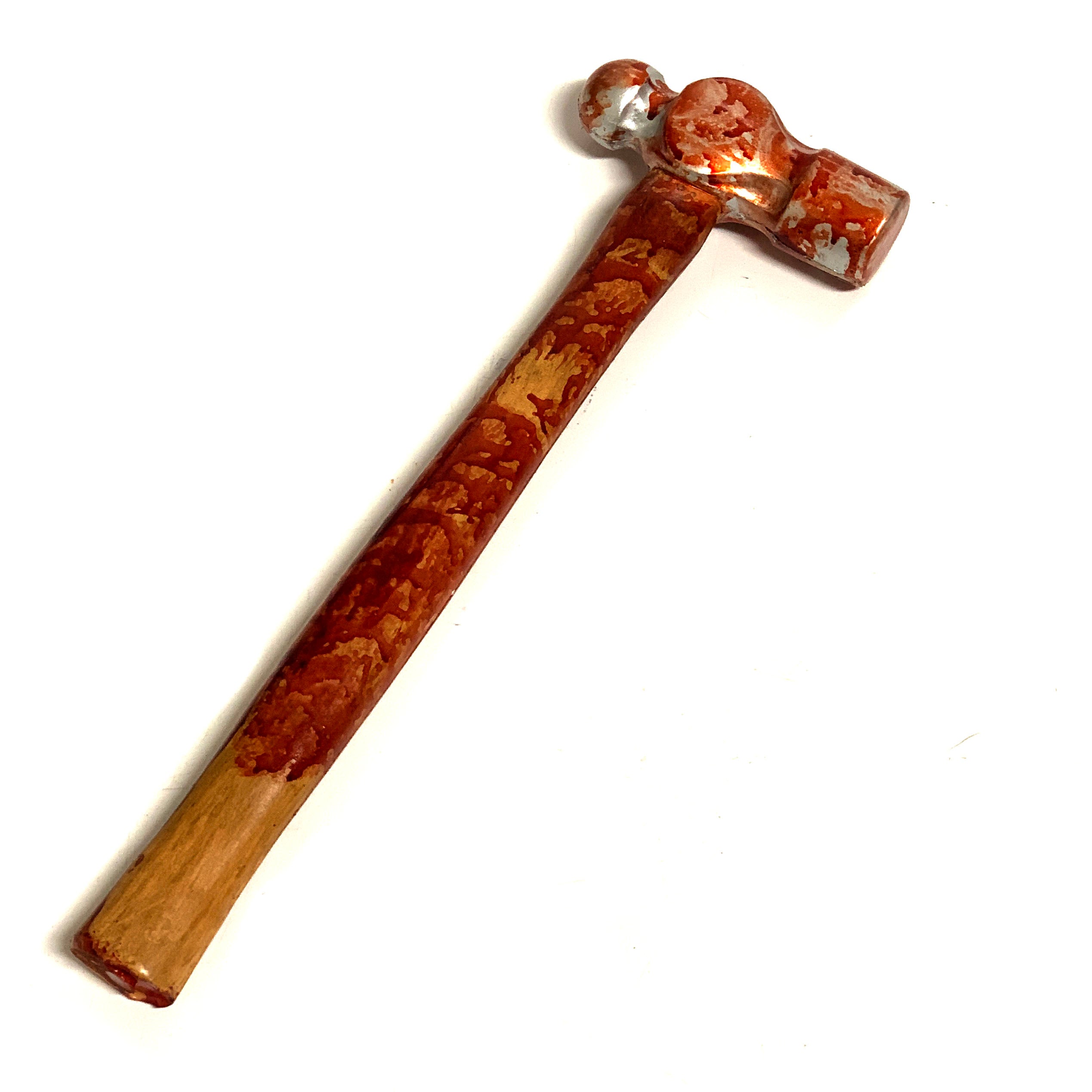 Foam Rubber Ball-Peen Hammer Stunt Prop - BLOODY - Bloodied Silver Head with Aged Handle