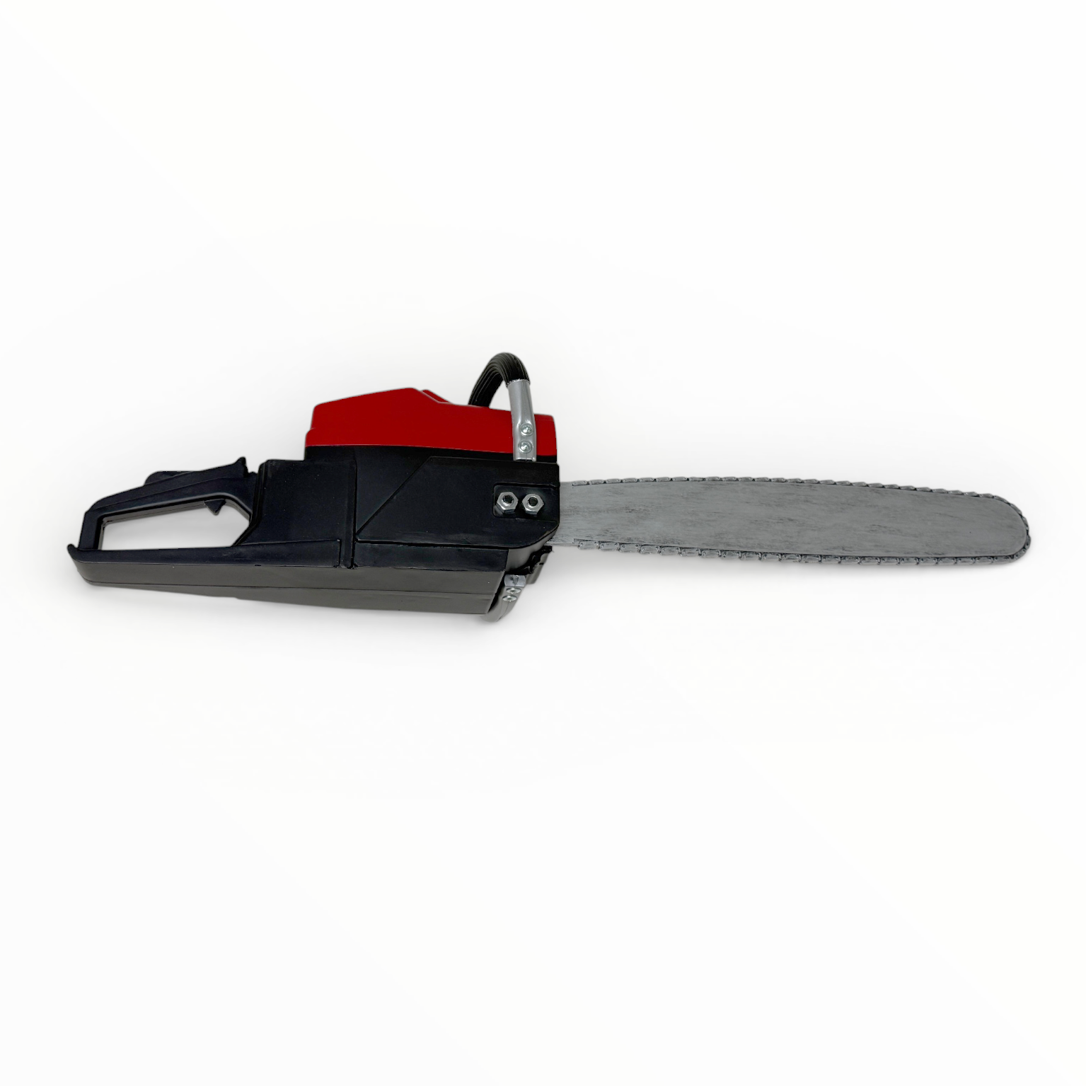 Small chainsaw model on a white background