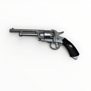 silver pistol on a white background