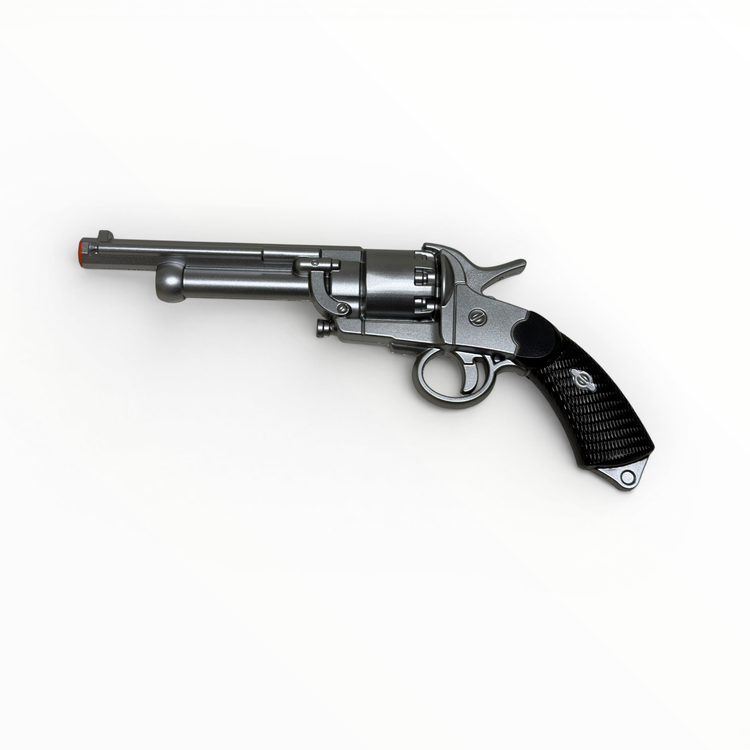 silver pistol on a white background