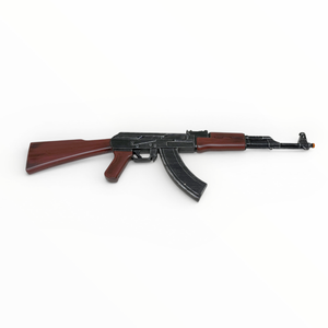 Toy rifle with wooden stock on a white background