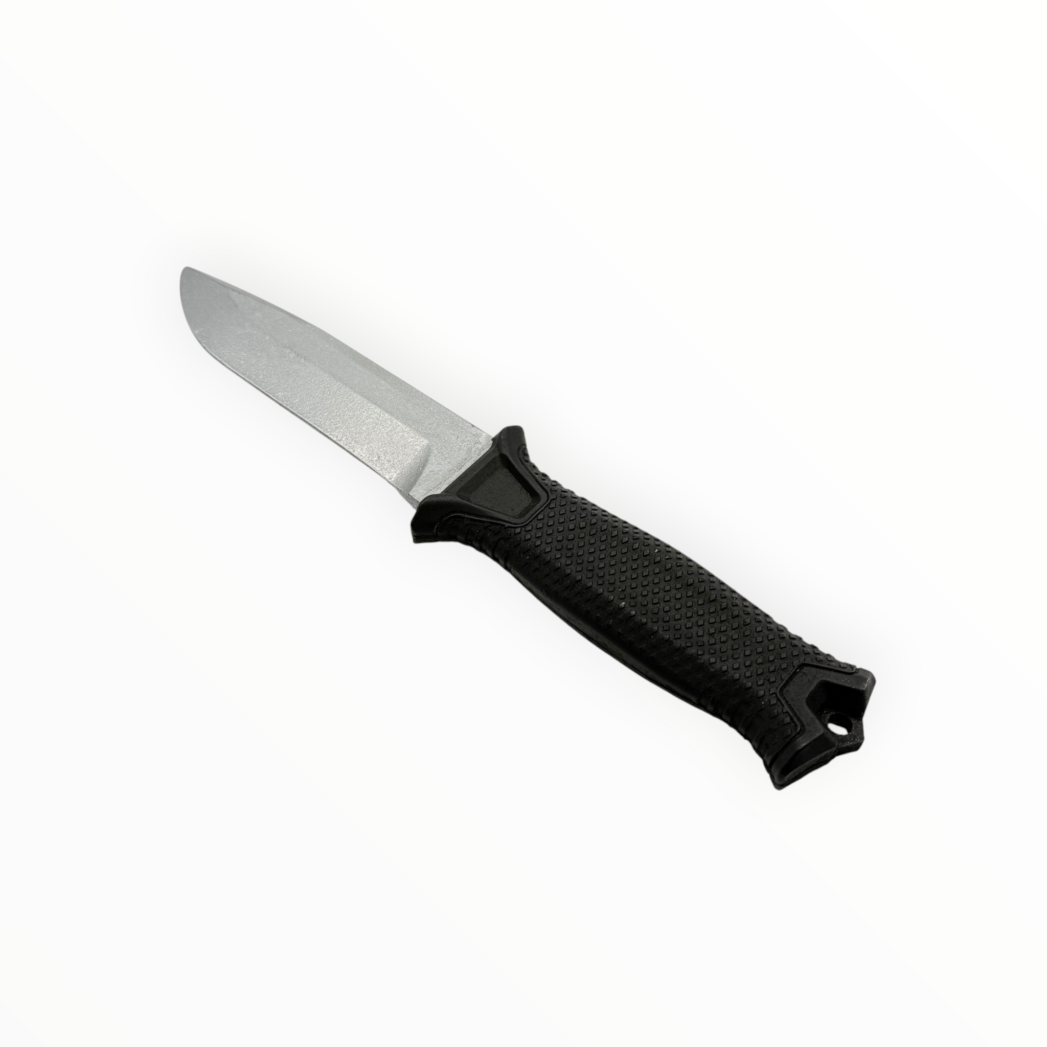 Knife with a black handle on a white background