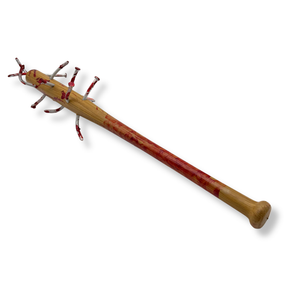 Baseball bat with bloody nails sticking out