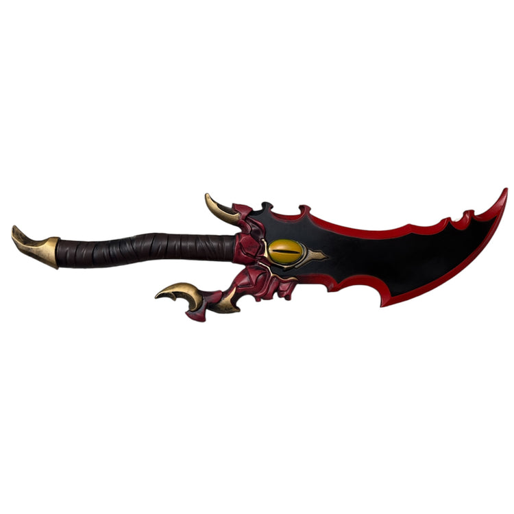 Foam Kasaka Knight Dagger Anime Prop: A stylized, jagged-edged fantasy blade with demonic-themed hilt, perfect for cosplay or theatrical productions.