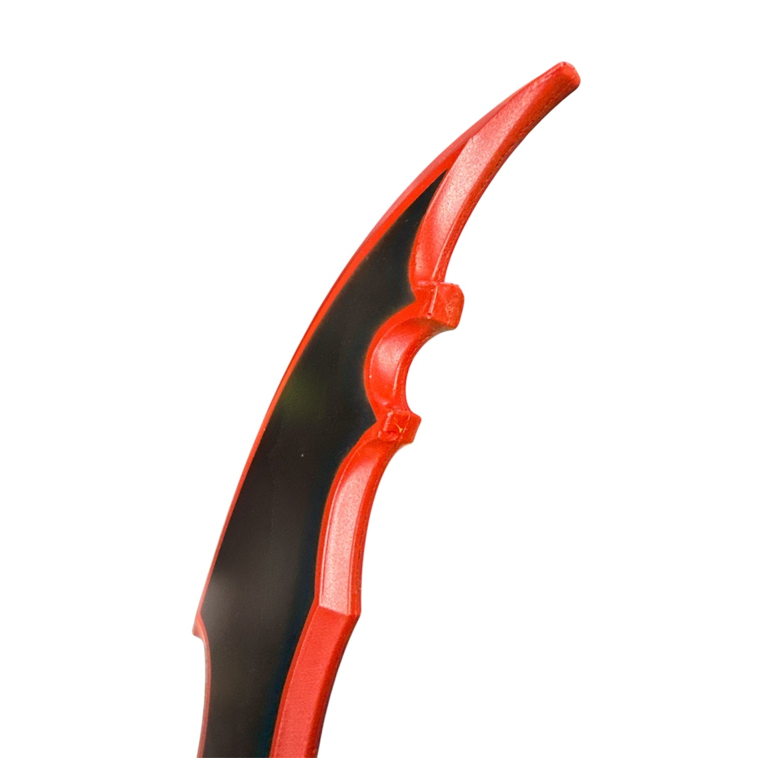 Foam Kasaka Knight Dagger Anime Prop featuring a stylized, curved blade with finger-groove notches, ideal for film and theater special effects. Approximate size: 24” x 14.75” x 12”.