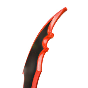 Foam Kasaka Knight Dagger Anime Prop featuring a stylized, curved blade with finger-groove notches, ideal for film and theater special effects. Approximate size: 24” x 14.75” x 12”.