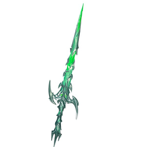 Foam Asgardian Goddess Hela Nightshade Thorn Style Sword Prop with translucent green blade and dark metallic hilt, embodying an alien-crafted, fantasy aesthetic.