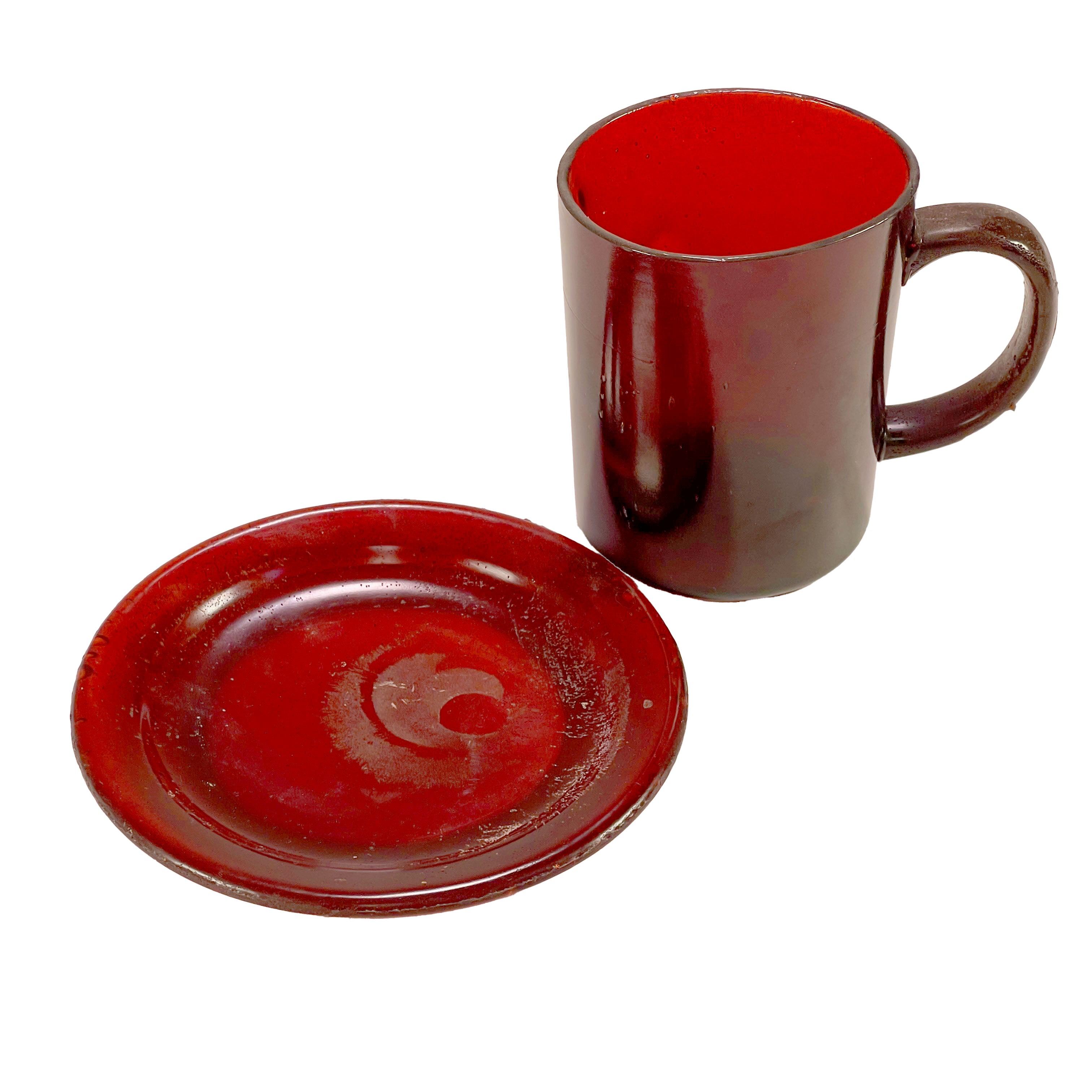 SMASHProps Breakaway Mug & Saucer Set - RED translucent - Red,Translucent
