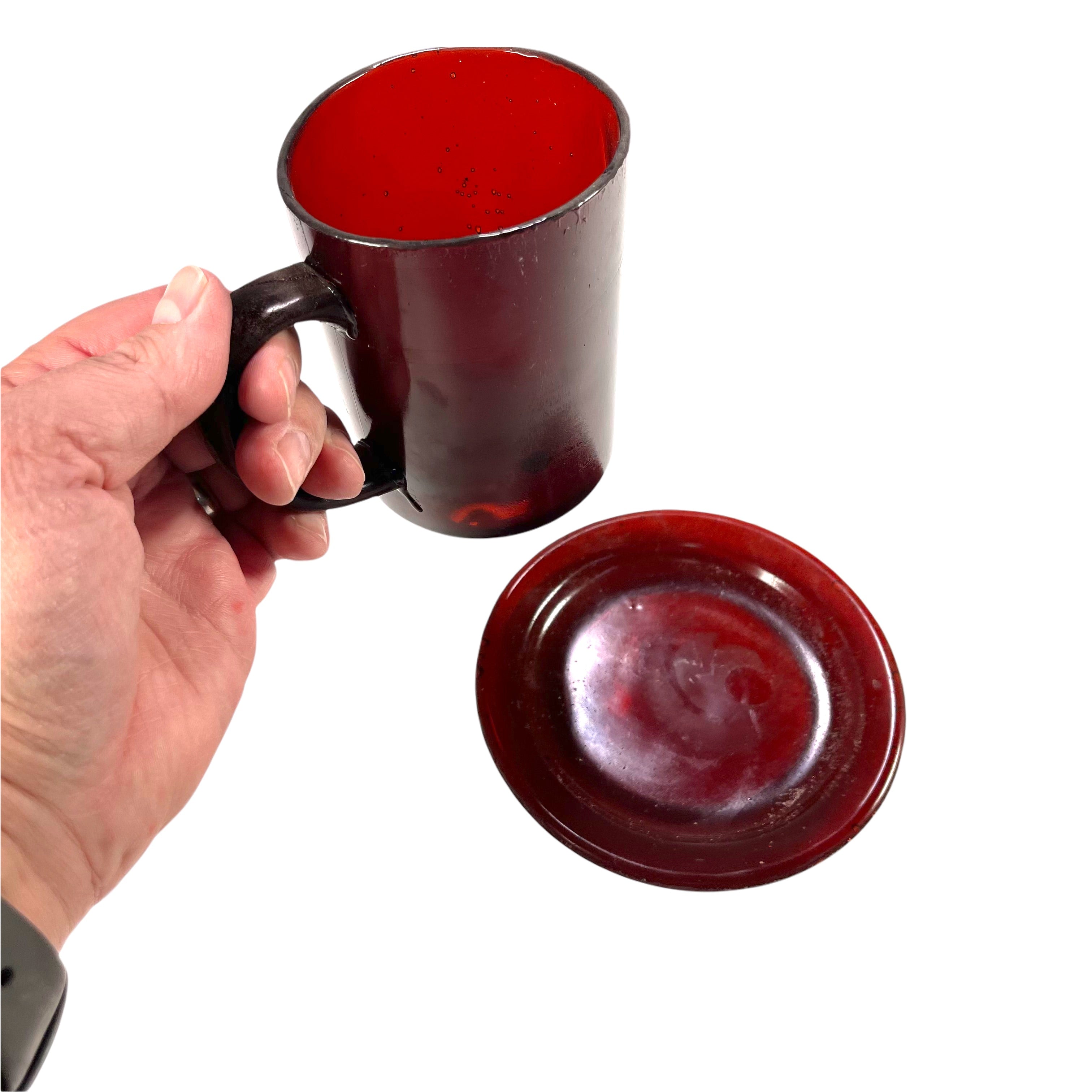 SMASHProps Breakaway Mug & Saucer Set - AMBER BROWN translucent - Amber Brown,Translucent
