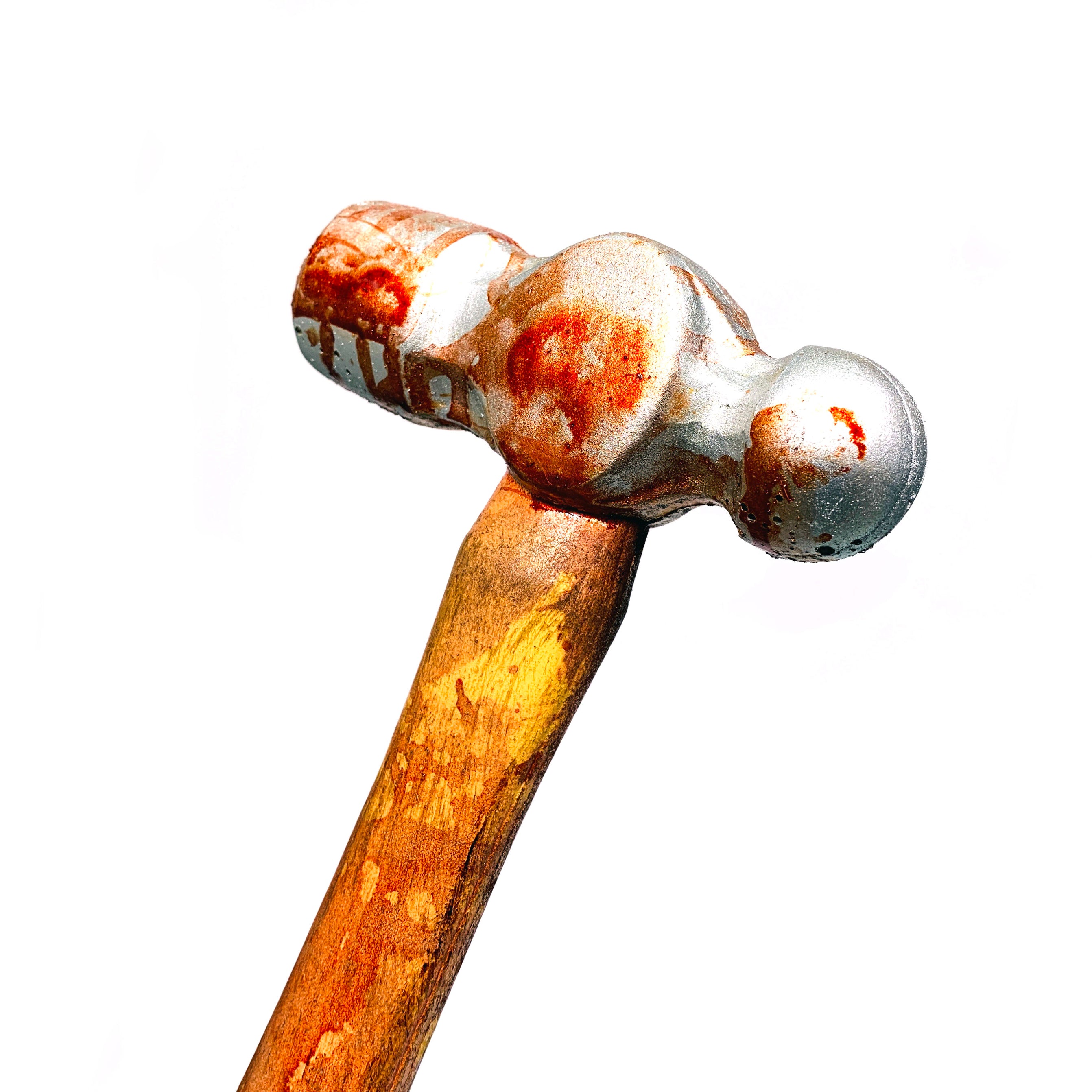 Foam Rubber Ball-Peen Hammer Stunt Prop - BLOODY - Bloodied Silver Head with Aged Handle