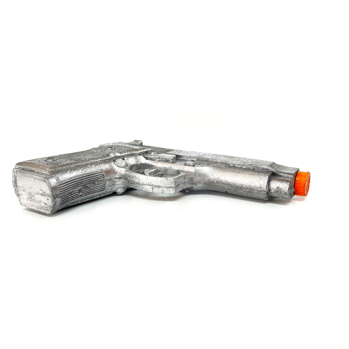 Foam Rubber 9mm Semi Automatic Style Inert Handgun Prop - Silver - Silver