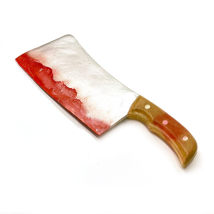 Foam Rubber Lightwood Handle Medium Butcher's Cleaver Prop - Bloody - Bloody