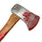 Large Foam Rubber Single Head Two-Hand Axe Stunt Prop - BLOODY - Bloodied Silver Head with Lightwood Handle