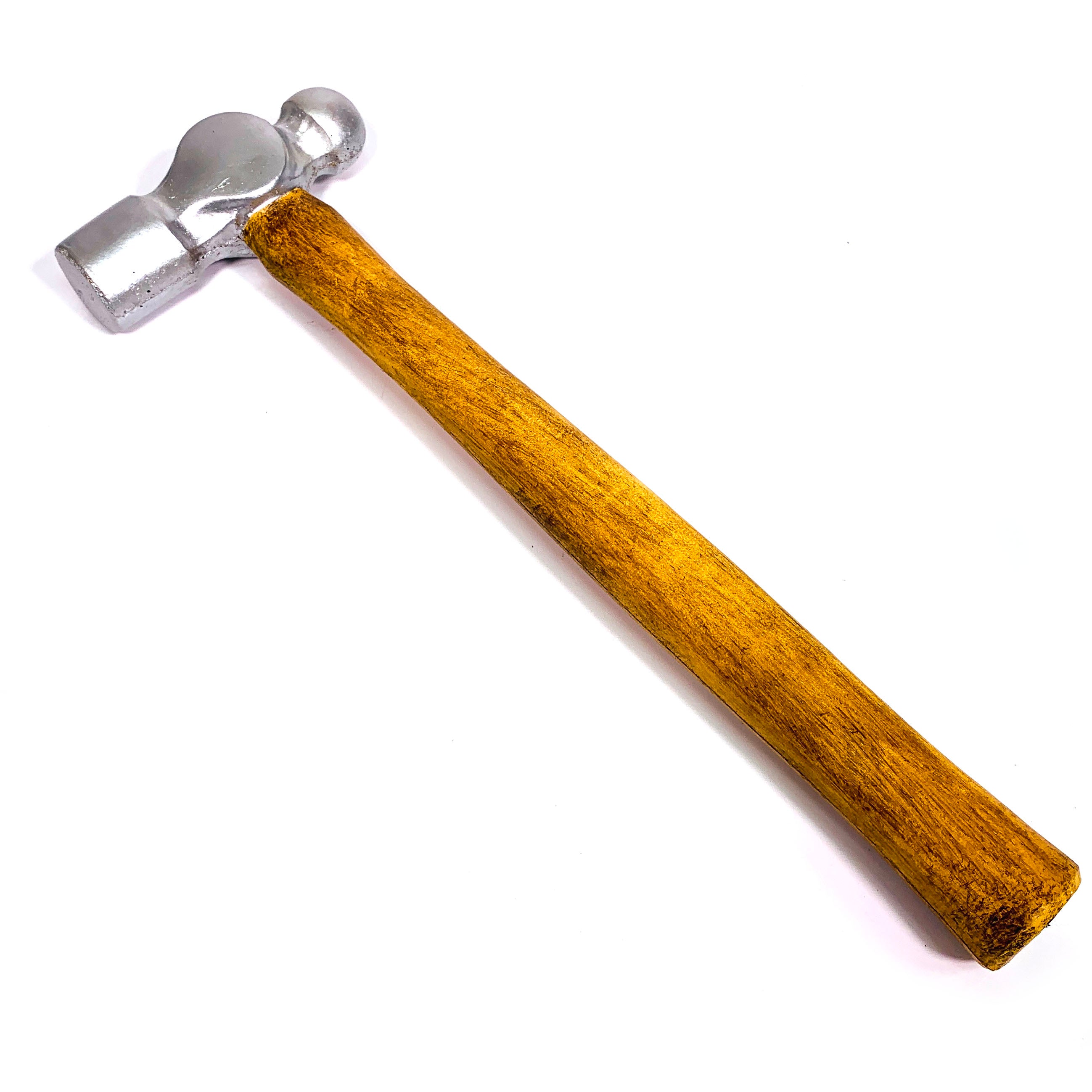 Foam Rubber Ball-Peen Hammer Stunt Prop - SILVER - Silver Head with Lightwood Grain Handle