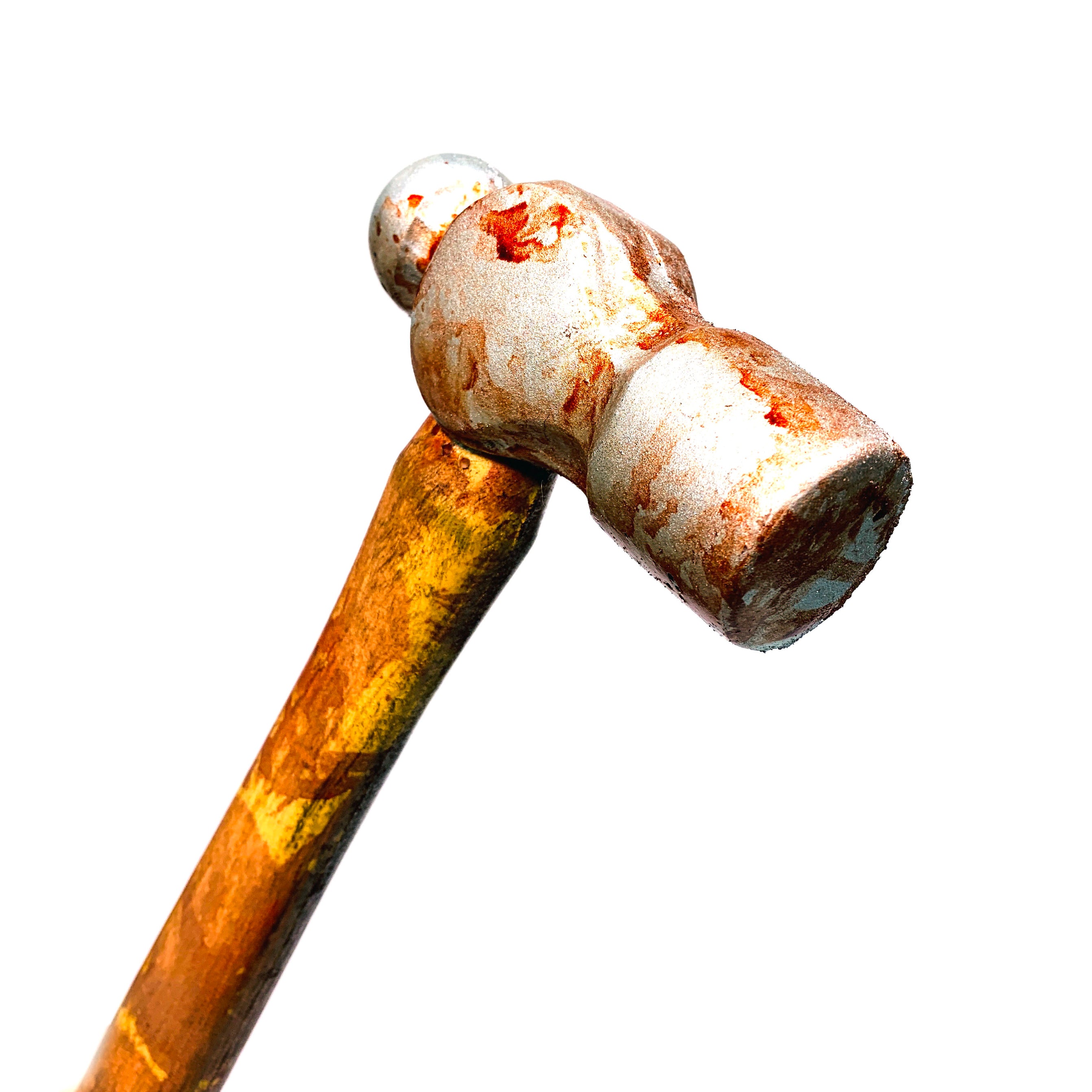 Foam Rubber Ball-Peen Hammer Stunt Prop - BLOODY - Bloodied Silver Head with Aged Handle