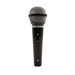 Handheld dynamic microphone plastic prop, full front view