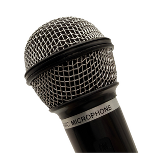 Close-up of the handheld microphone prop grille