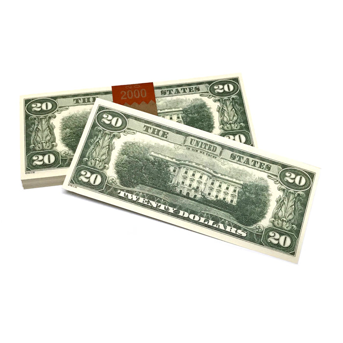 Money Prop - Series 1980 $20's Crisp New $2,000 Full Print Stack