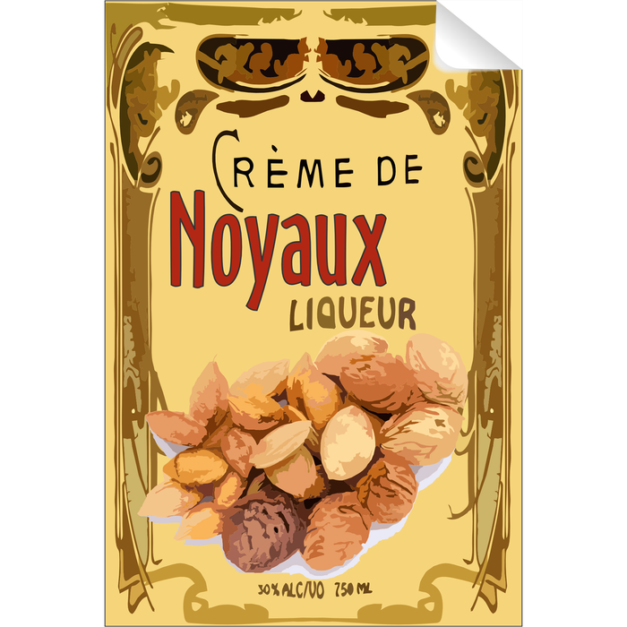 Creme De Noyaux Single Self Adhesive Label - License and Royalty Free for Film Use