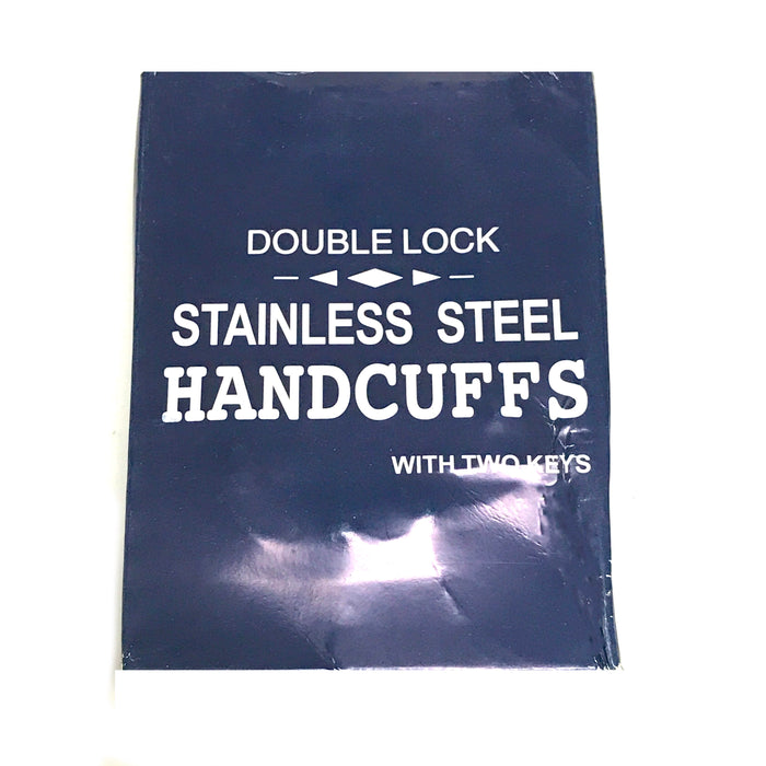 Handcuffs Deluxe Double-Lock Nickel Plated with Key - Fully Functional Locking Prop