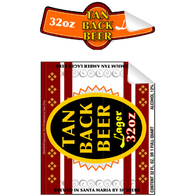 Tan Back Beer Single Self Adhesive Label - License and Royalty Free for Film Use