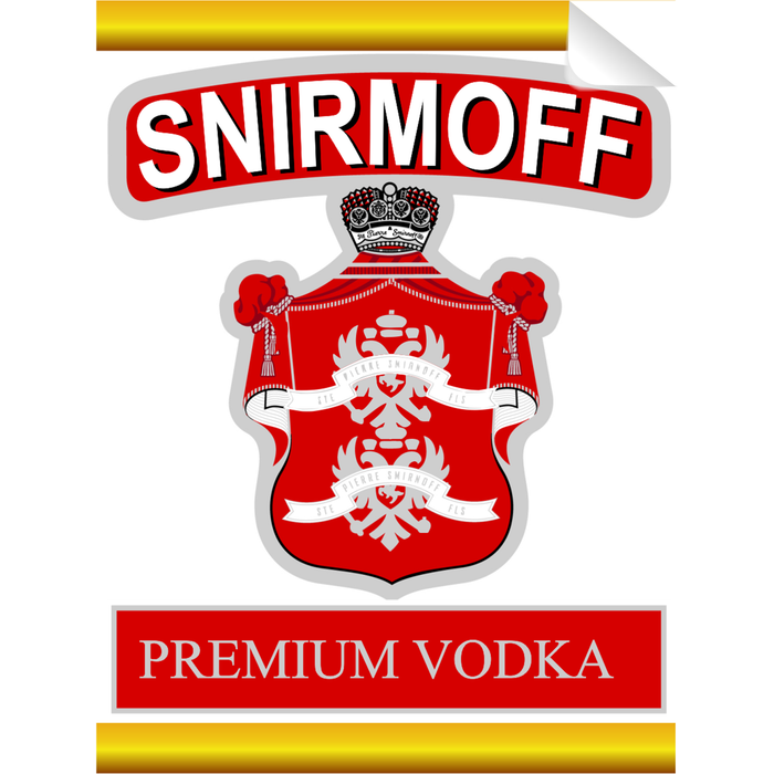 Snirmoff Vodka Single Self Adhesive Label - License and Royalty Free for Film Use